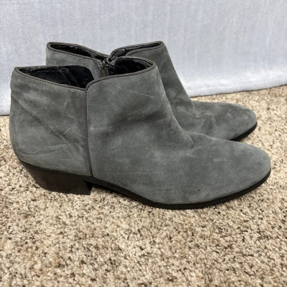 Sam Edelman Women's Petty Boots Size 9 Dark Gray Suede Bootie Block Low Heel